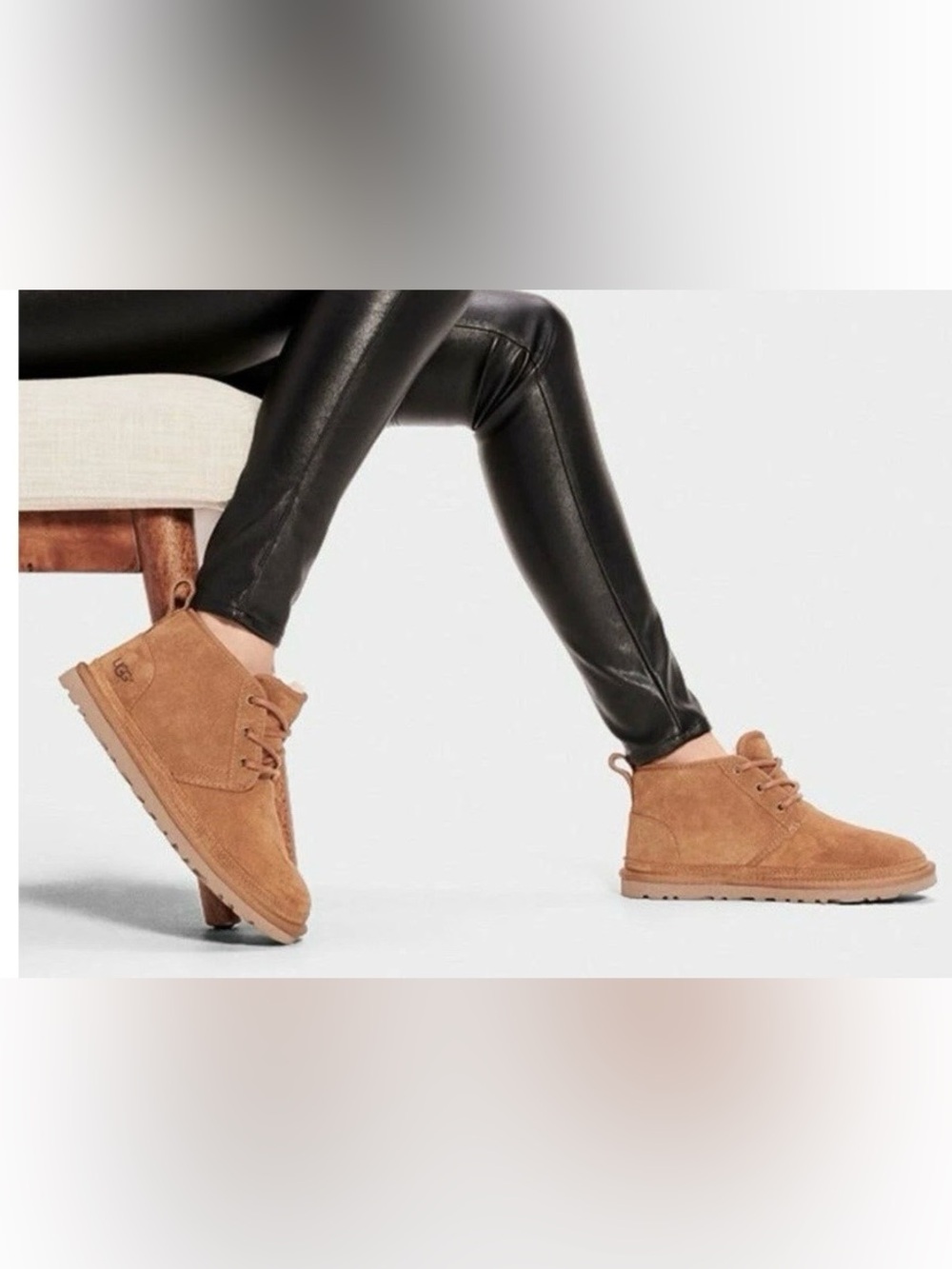 UGG Boots Neumel Chestnut Suede Chukka Lace Up Women’s Sz 7 Shearling Soft Cozy